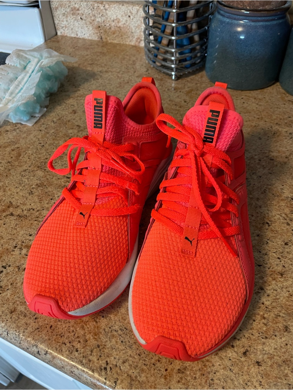 PUMA Neon Coral Mesh Running Sneakers